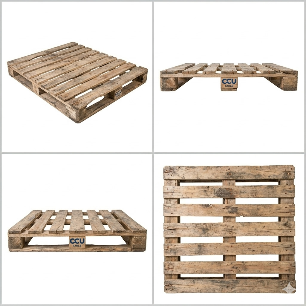 Pallet reacondicionado de madera para transporte y bodegaje