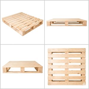 Pallet tipo yugo de madera para cargas pesadas y uso industrial